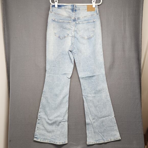 Aeropostale Jeans Women 12 High Rise Flare Blue Light Washed Distressed Western - Picture 14 of 16